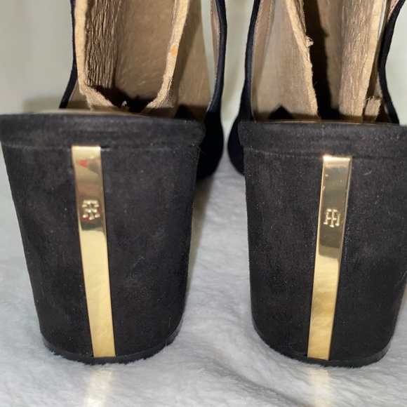 Tommy Hilfiger Black Suede Sling Back Pump Heels - Picture 4 of 12
